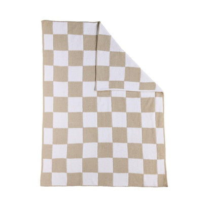 Living Textiles Taupe Check Chenille Knitted Soft Baby Blanket - Reversible Premium Cozy Fabric for Best Comfort - for Infant,Toddler,Newborn,Nursery,Boy,Girl,Throw,Crib,Stroller