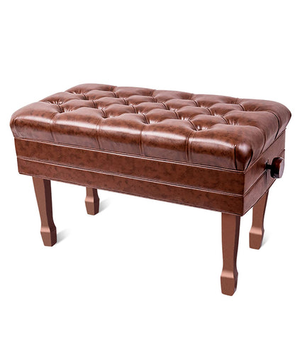 FKTHYO Leather Piano Bench Deluxe PU Leather Piano Bench,Auto Lift Piano Stool with Large Storage Box,Keyboard Bench Vanity Stool,84 x 47 x 49-59CM,Teak