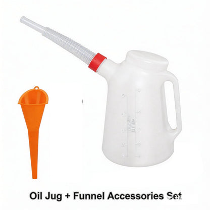 2 Quart Oil Jug, Oil Measuring Container Automotive and Flexible Oil Funnel Set Oil Dispenser Automotive Motor Oil Container with Lid and Cap for Automotive Oil Change