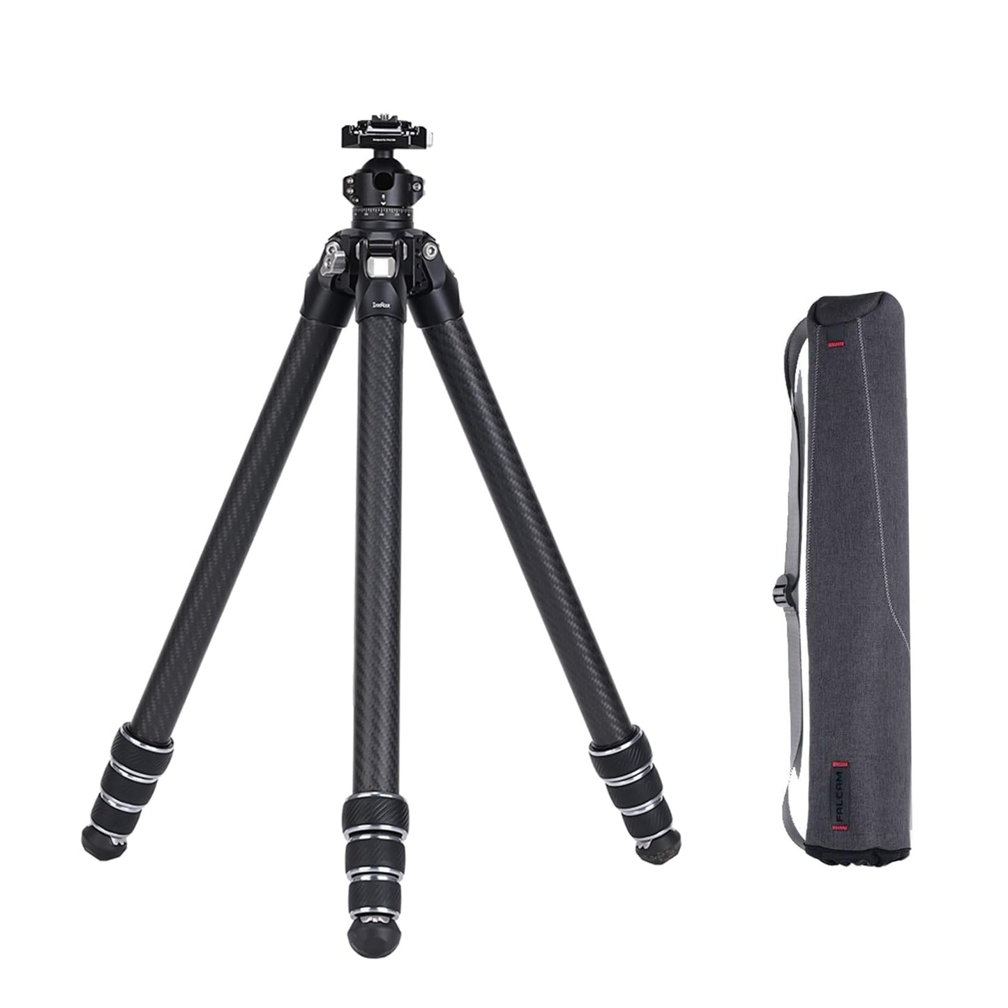 FALCAM TreeRoot F38 Quick Lock Lite Carbon Fiber Travel Tripod with Ball Head Load Capacity 3kg/6.6lbs, Max Vertical Payload 40Kg/88lbs for Cameras, All-Terrain Stability (C141K-301)