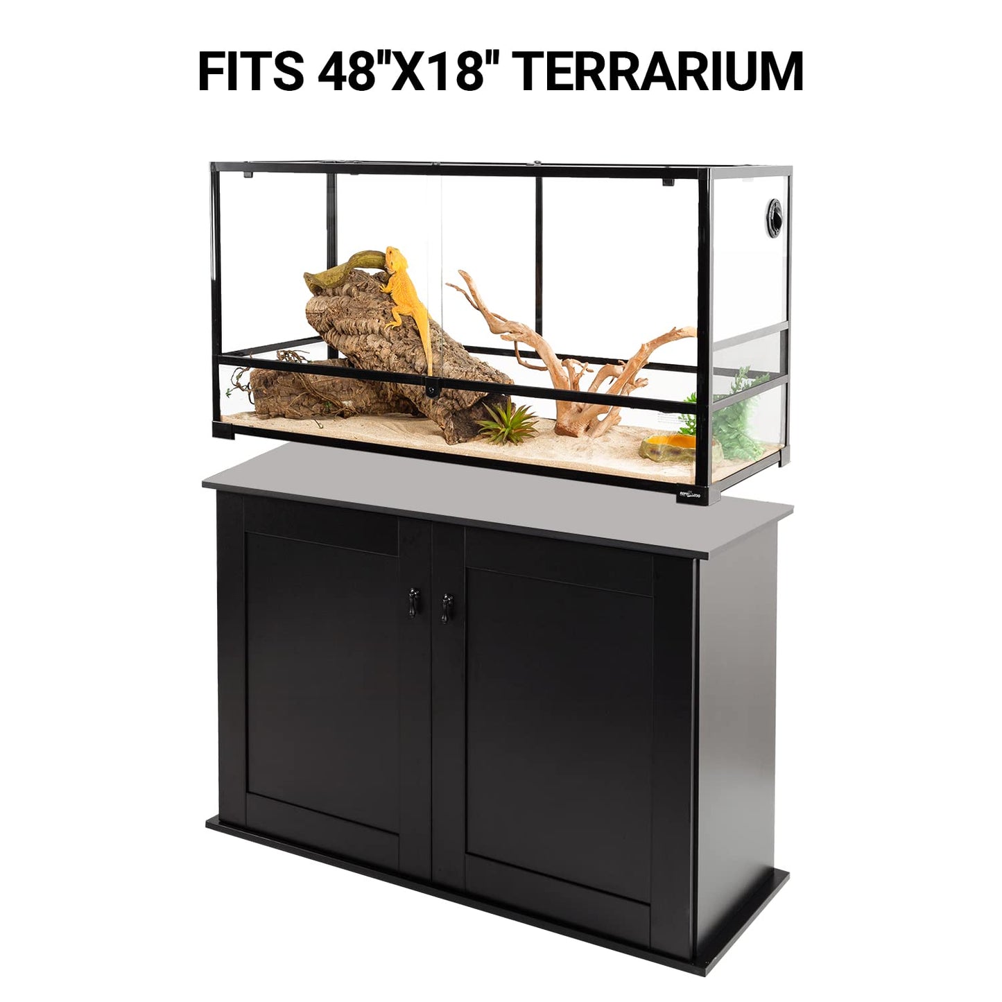 REPTI ZOO Reptile Aquarium Terrarium Wooden Stand and Cabinet with Adjustable Shelf for 48L x 18W inch Amphibian/Fish Sea Salt Water Tank Terrarium(Cabinet Only)