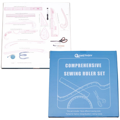 AMZTKDIY Acrylic Sewing Ruler Set，French Curve Pattern Rulers Kit for Tailors Designers Precision Pattern Making Guides Quilting and DIY Supplies (Ruler Set 4-15Pcs)