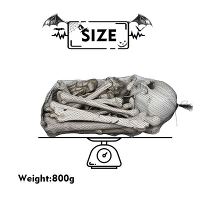 MOKRY PARTY Bag of Bones Halloween Life Size Skeleton Skull for Decoration and Spooky Graveyard 28 PCS