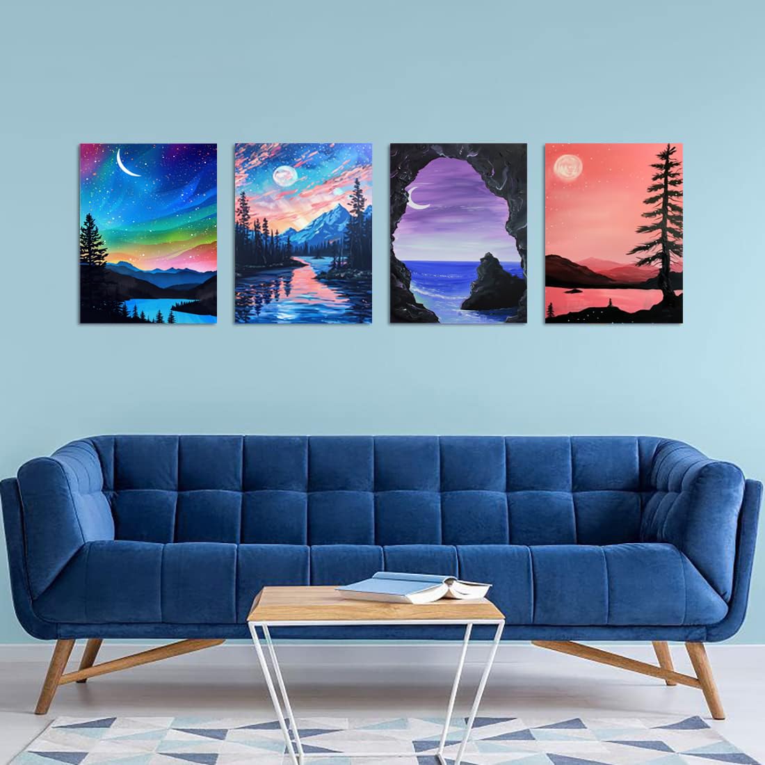 DOTSOPS Diamond Painting Kits Art Adults Painting Kit Crafts DIY 5D Diamond Art Packs Kits Full for Adults Beginner Home Wall Decoration Gift 11.8x15.7 Inches (4 Pack Landscape-b)