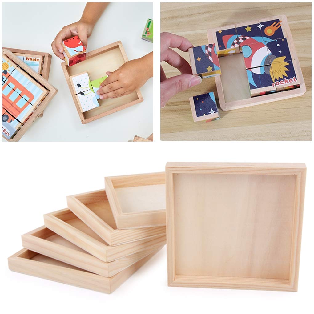 6 Pack Unfinished Small Wood Serving Tray for Crafts Projects DIY Wooden Trays Bulk Blank Wood Canvas Panel Boards Unfinished Wood Signs for Painting Arts Supply, (4.7 x 4.7 in)