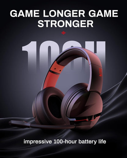 acer Wireless Gaming Headset, PS5 Headset with 2.4GHz for Ps5, Ps4, PC, Switch, Bluetooth 5.3 + 100Hrs Gaming Headphones with Noise Canceling Mic for Laptop, Mobile, Mac, 50mm Drivers (Red)