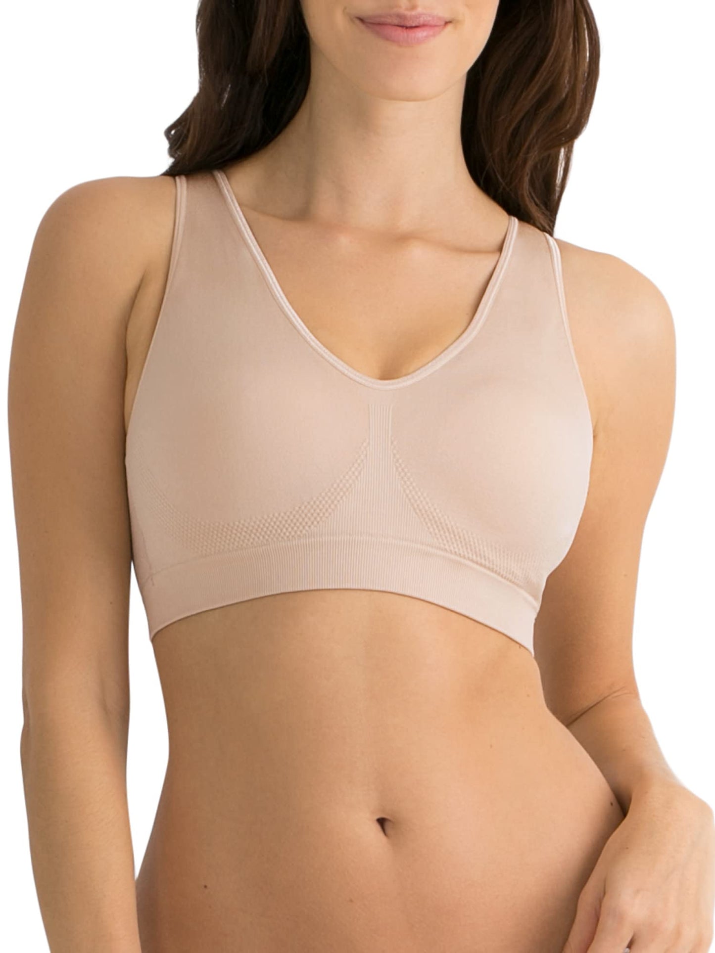 Fruit of the Loom womens Seamless Pullover With Built-in Cups bras, In Buff, Large US