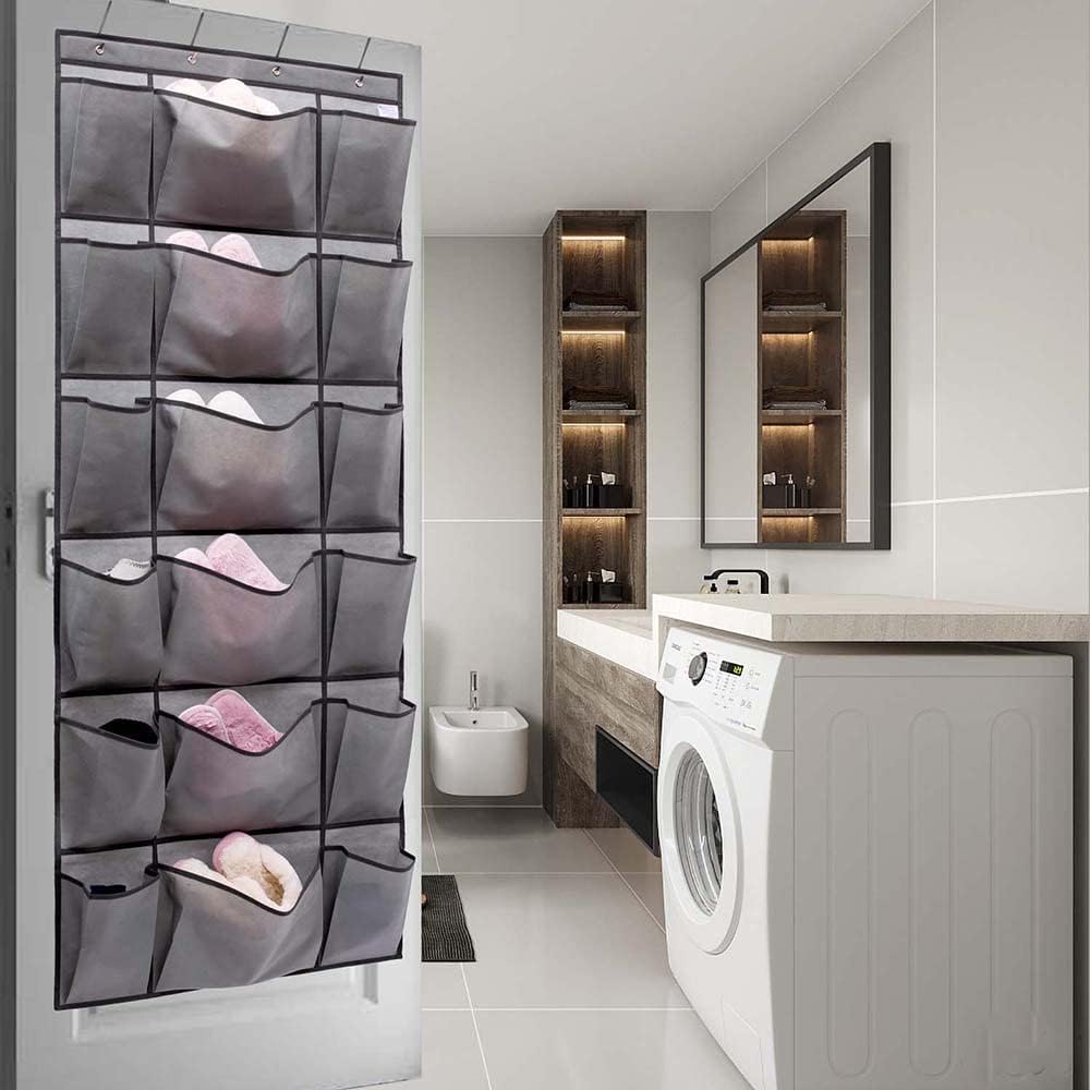6 12 Over The Door Hanging Shoe Rack Organizer with Extra Large and Large Fabric Pockets Shoe Holder for Home Storage