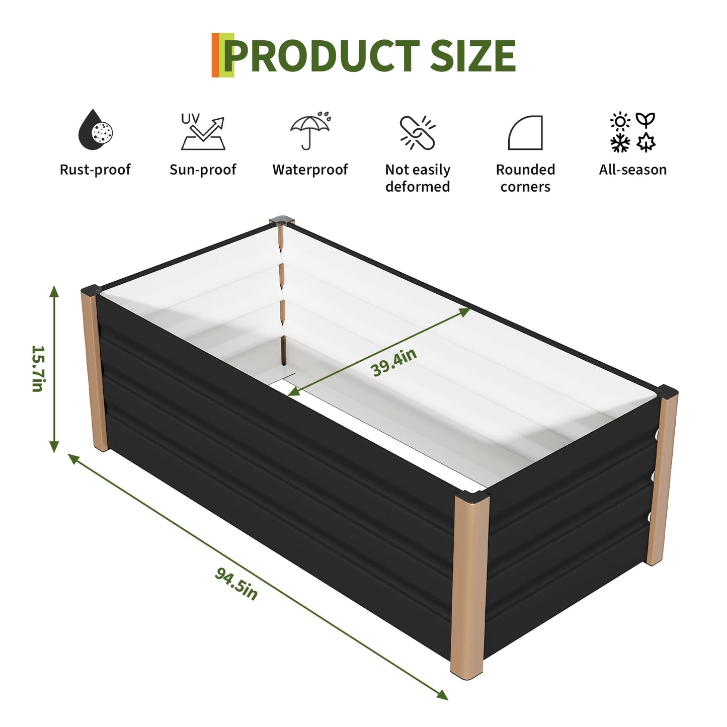 IDEALHOUSE 94 x 39 x 16 in Aluminum Raised Garden Bed, Open Bottom Planter Box Kit, Rounded Safety Corners, Protective Edge Trim, Gray