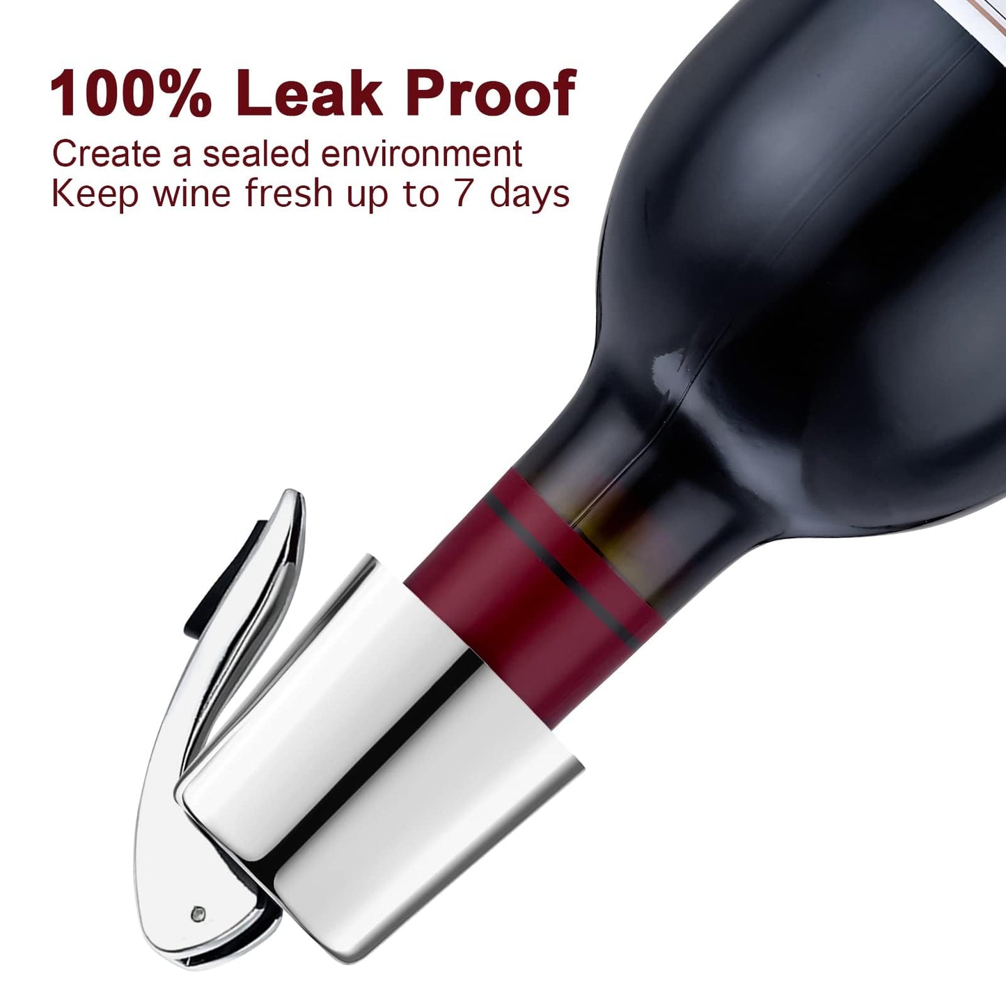 BETTFOR Wine Stoppers for Wine Bottles with Stainless Steel Vacuum Wine Bottle Stopper with Silicone Reusable Wine Corks, Leak proof Keep Fresh Suitable for Red&White Bottle (Silver, 3 Pack)