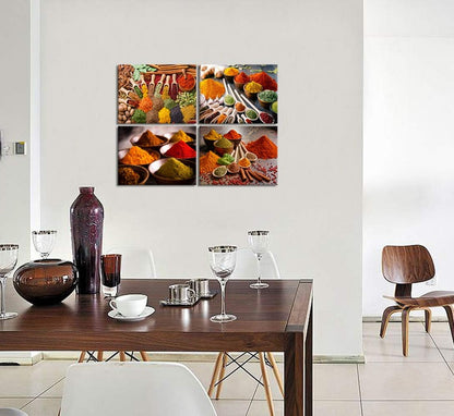 Hang,12x16inchx4Pieces HOMEOART Herbs and Spices Kitchen Wall Art Dining Room Decor Pictures Food Art Prints Framed