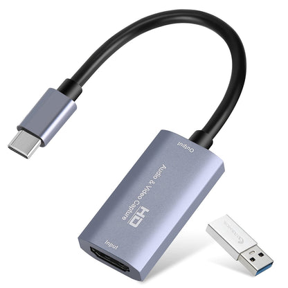 Guermok Video Capture Card, 4K USB3.0 HDMI to USB C Capture Card for Streaming, 1080P 60FPS, Compatible with iPad Mac OS Windows, Quest 3, OBS, PS5/4, Switch2/1, Xbox, Camera (Silver)