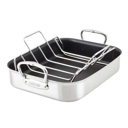 Hestan Provisions – 14.5" Classic Clad Nonstick Roasting Pan with Stainless Steel Rack