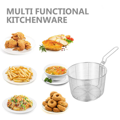 Kichvoe Mesh Pasta Basket - Stainless Steel Mesh Spider Strainer - Noodle Strainer Spaghetti Spoon Fried Food Container Deep Basket Skimmer for Noodles Dumpling
