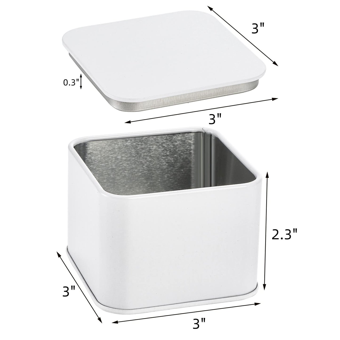 AVLA 24 Pack Candle Tins, 8 OZ Square Candles Jar with Lid, Empty Metal Candle Containers, Bulk Candy Storage Can Sets for DIY, Arts, Crafts, Storage, Gifts, White Decorative Candles Making Supplies