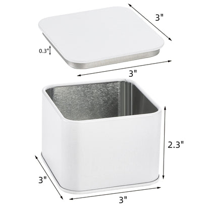 AVLA 24 Pack Candle Tins, 8 OZ Square Candles Jar with Lid, Empty Metal Candle Containers, Bulk Candy Storage Can Sets for DIY, Arts, Crafts, Storage, Gifts, White Decorative Candles Making Supplies
