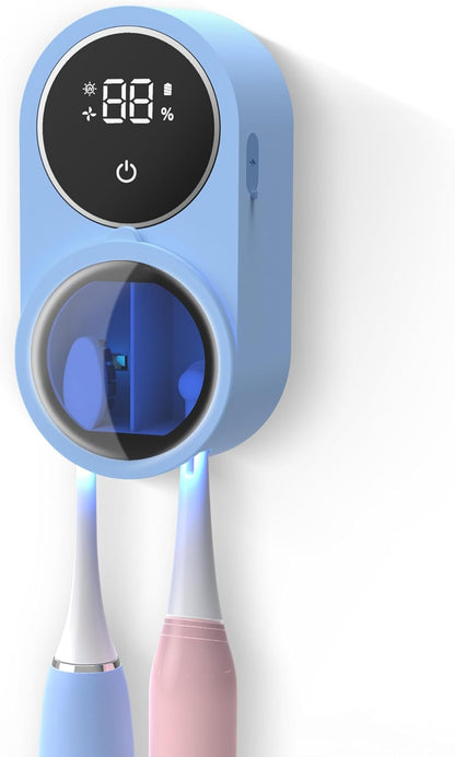 Biodzzs (02 Toothbrush Holder and Cleaner for Bathroom Light Cleaning Fan Drying Round in Circle Automatic Rotating