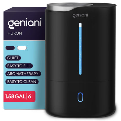 GENIANI Ultrasonic Cool Mist Humidifier for Bedroom, Large Rooms, Home, 4L - Easy Fill & Clean Humidifier for Plants w/Auto Shut-off, 40H Runtime - Quiet, Top Fill Air Humidifier