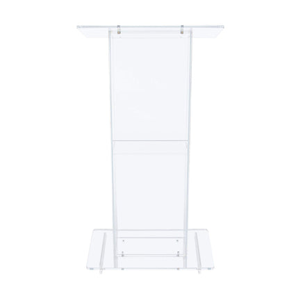 OEF Furnishings CoreGhost Series Commercial-Grade Modern Clear Acrylic Lectern with Shelf (24-inch Reading Surface)