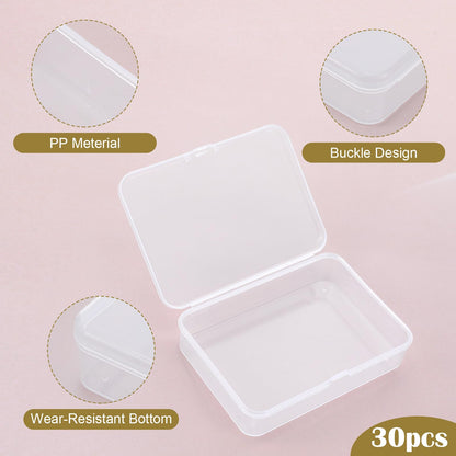 30 Pcs Small Plastic Containers with Lids, 4.13"×2.95"×0.98"Mini Plastic Clear Bead Storage Containers Case Rectangular Craft Storage Boxes with Lids for Jewelry Beads Craft Hardware Pins