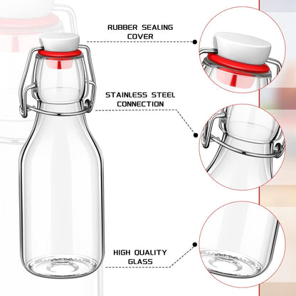 Gifts(24 Pcs,5 oz) EBOOT Flip Top Glass Bottles with Caps Beer Clear Swing Top Glass Vinegar Kombucha Bottles