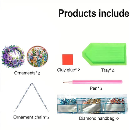 AIBOERL Diamond Art Hanging Kit for Adult,Special Shaped Rhinestone,Double Sided 5D DIY Acrylic Diamond Art Painting Window Pendants Home Garden Wall Hanging Kits Hanging Ornament (2 Pack Flower)