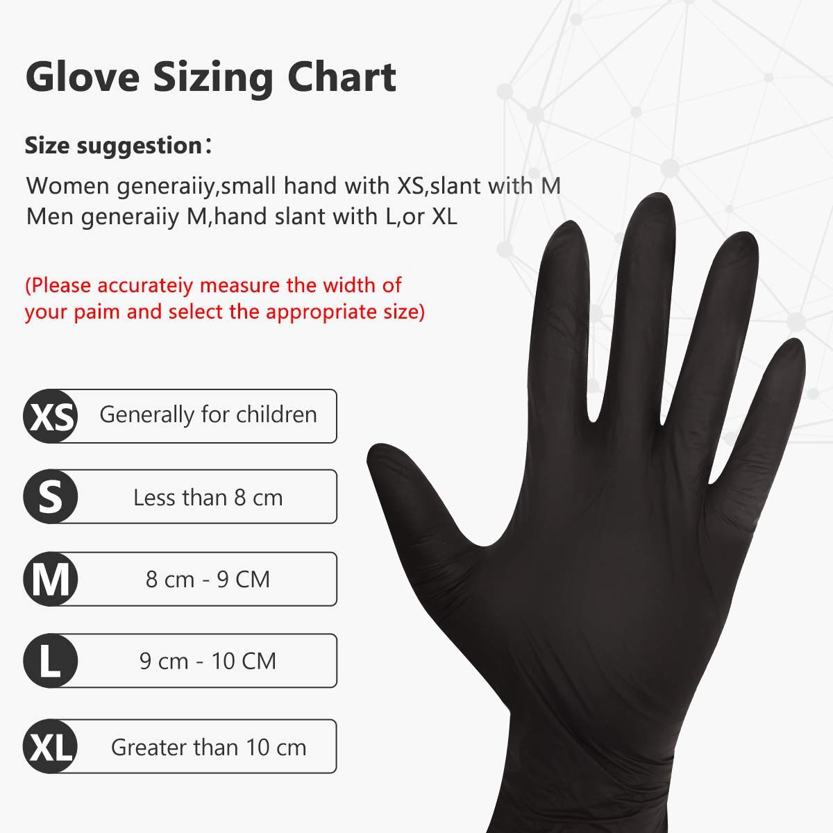 KEOELY Nitrile Disposable Gloves Pack of 100, Latex Free Safety Working Gloves for Food Handle or Industrial Use(Black,Medium)