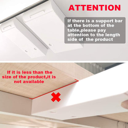 YOOUSOO 2 Pack Under Desk Storage Drawer Organizer, Hidden Slide Out Drawer Attachment, with Self - Adhesive Feature for Desktop and Table Organization, Hidden Under Desk