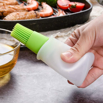 AKOAK 1 Pack Environmentally Friendly Silicone Flat-Bottomed Barbecue Oil Bottle Brush for Kitchen Baking and Cooking