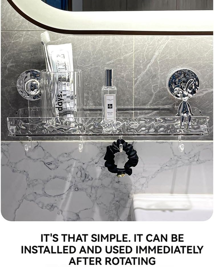 Generic Light Luxury Style Punch-Free Storage Rack, Suction Corner Shower Organizer, Corrugated Suction Cup Storage