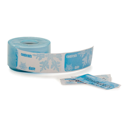 RSVP International Freezer Labels with Convienient Plastic Dispenser, 100 Count, 2.25x1.25, Snowflake