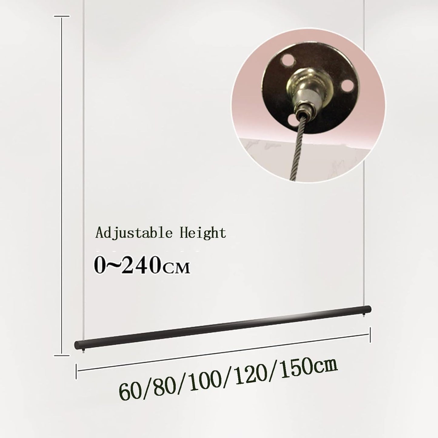 KYTGFH Clothes Rack, Height Adjustable Display Rack, Clothing Store, Ceiling Clothes Rack, Wedding Dress, Hanging Shelf, Wall Hanger, Commercial Room Organizer, Shelf,B,100cm