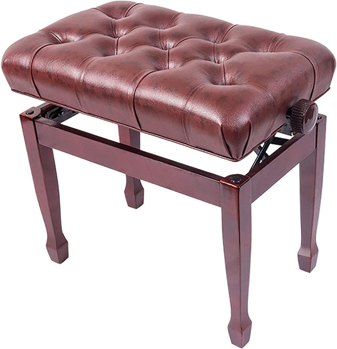 ZHOUYANB Piano Stool Dressing Table Genuine Leather Bench Keyboard Padded Cushion Filling with High Resilience Sponge 65 X 34 47-57cm (Mahogany One Size)