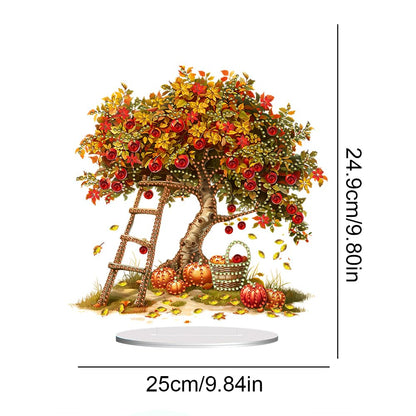 C'eitura 5D Autumn Apple Tree Special Shaped Diamond Painting Kits for Adults, Tabletop Ornaments DIY Crystal Art Craft for Home Office Desk Decor, Thanksgiving & Autumn Gifts