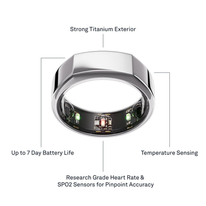 Oura Ring Gen3 Heritage - Silver - Size 6 - Smart Ring - Size First with Oura Ring Gen3 Sizing Kit - Sleep Tracking Wearable - Heart Rate - Fitness Tracker - 5-7 Days Battery Life