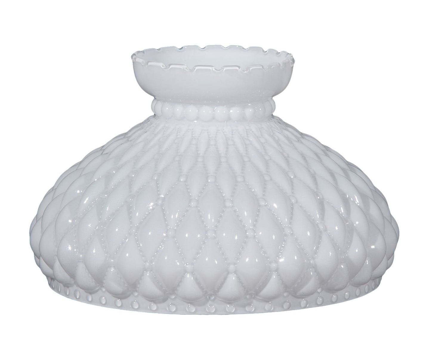 B&P Lamp® 10" Opal Diamond Quilted Pattern Student Glass Shade with Crimped Top