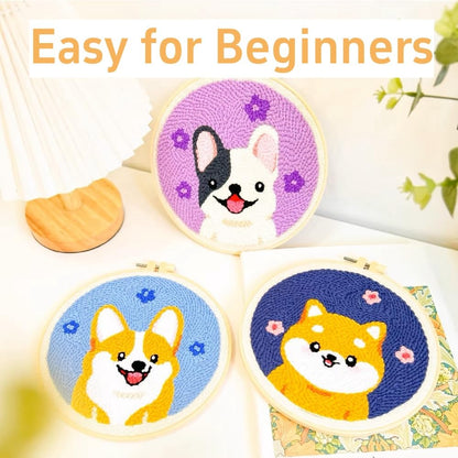 DIY Punch Needle Kits Cute Cartoon Black White Cat Easy for Beginners Punch Needle Yarn Starter Embroidery Set for Craft Lovers with Hoop for Home Decor 20x20cm(1)