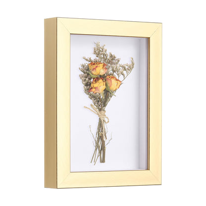 uxcell 4x6 Inch Shadow Box Display Frame, 2cm Deep Photo Shadow Box Plastic Display Case Wall Mount & Tabletop Display for DIY Photos Flowers Memorabilia Wedding Birthday, Gold