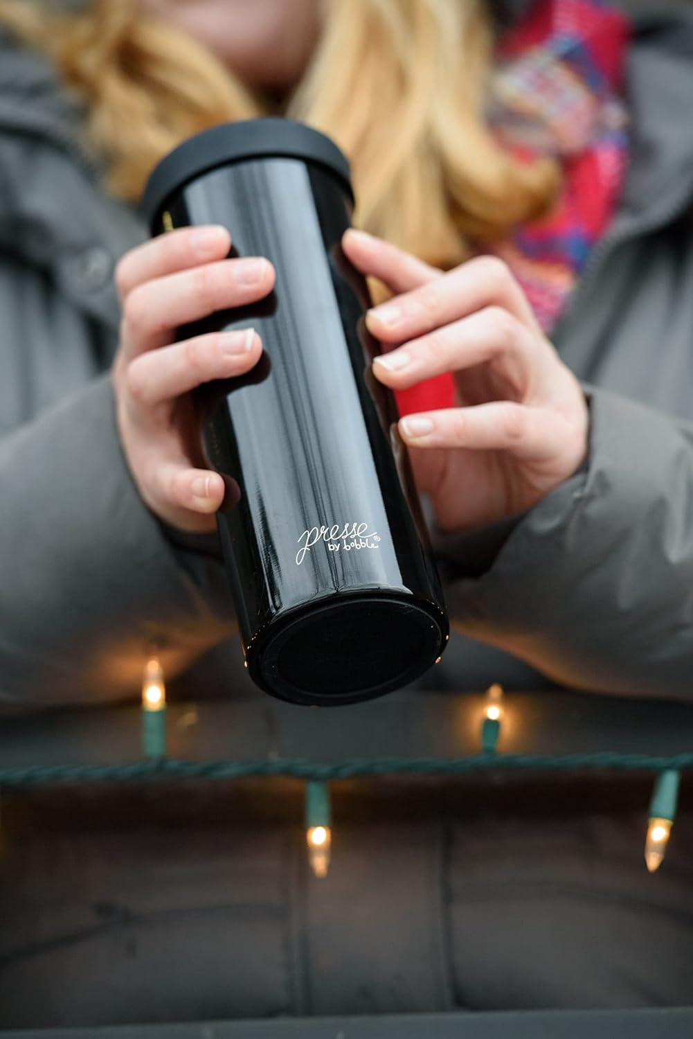 bobble French Coffee Presse, On-The-Go Use, Quick Brew, 14 oz, Peacock