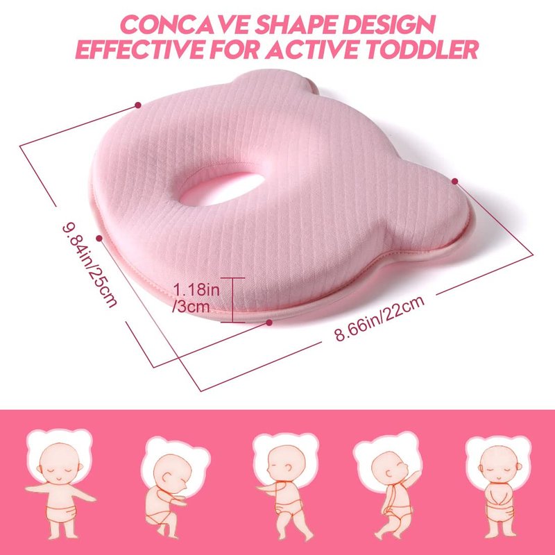 BIKBOK New Memory Foam Soft and Cozy Pillow Head Neck Support Pillow for Car Seat Breathable Bedding Set (Pink)