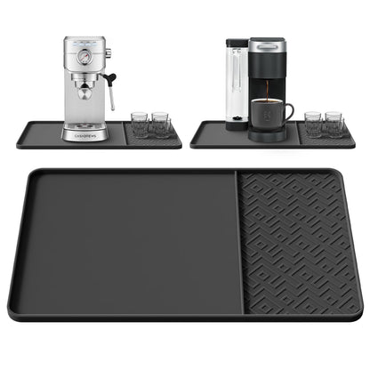 Silicone Coffee Mat with Raised Edges 19" x 12" – Waterproof Countertop Mat, Coffee Maker Pad, Espresso Machine Mat, Heat Resistant Dish Drying Mat