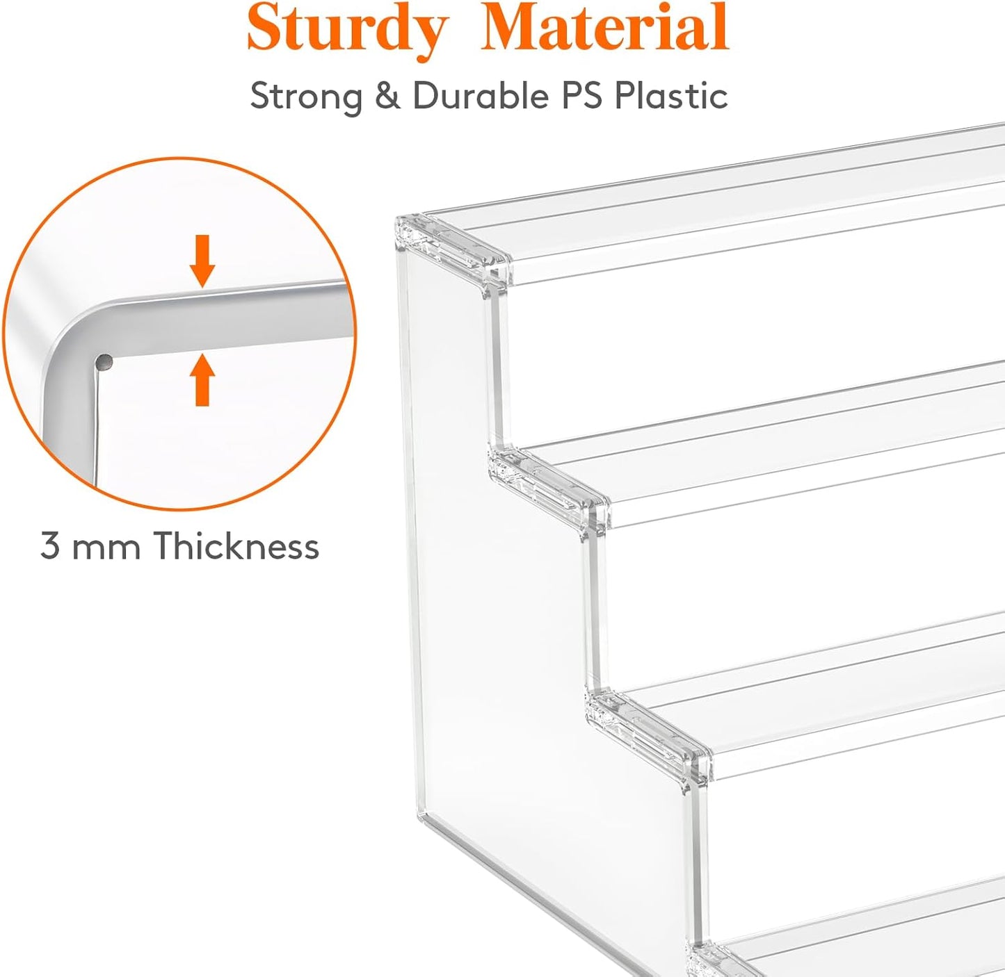 Lifewit 4 Tier Clear Display Risers Stand, Plastic Organizers for Figures, Cupcake, Perfume, 12inch, 2pack