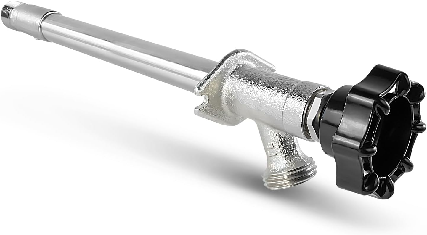 8 Inch 1/2" 3/4" Midline Valve Frost-Free Sillcock, Chrome-Plated Brass Body MIP/Sweat Inlet x Hose Bib Outlet