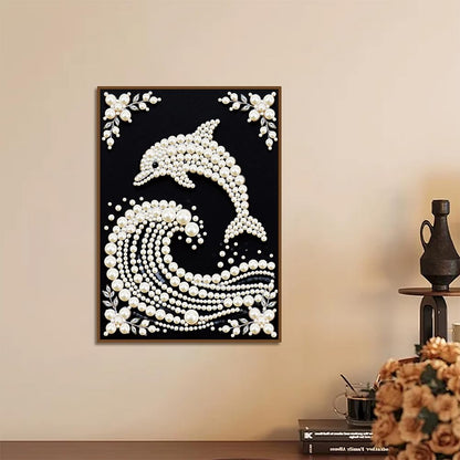 Kulvci Dolphin DIY 5D Pearl Painting Kit, Diamond Painting Kit for Adults Beginner, Bead Art Kits All-Pearl Dot Painting for Wall Decor, Creative Stress Relief Gift Home Decor,12 × 16 inch
