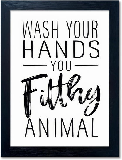 Regine Switzerland Bathroom Decor | Black and White Framed Art for Guest Toilets & Kids' Washrooms