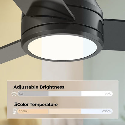 CSWF Ceiling Fans with Lights Remote Control - Flush Mount Dimmable 3000K-6500K LED 6 Speed with Quiet DC Motor for Bedroom, Living Room and Outdoor Patio