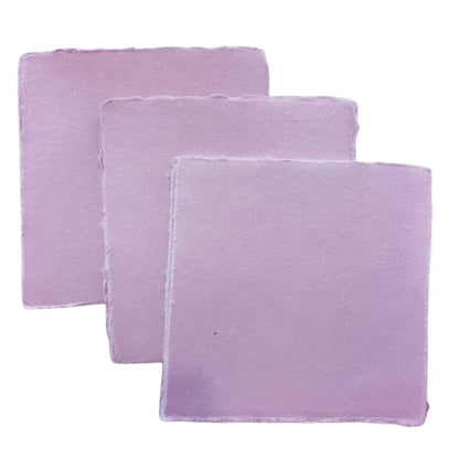 Deckle Papers® Handmade Cotton Paper Square Card Stock for Envelope Making, Calligraphy, Wedding Invitation, Menu Cards, Drawing, Watercolor, Origami Paper-Pack of-50-Purple (5x5 Inch)