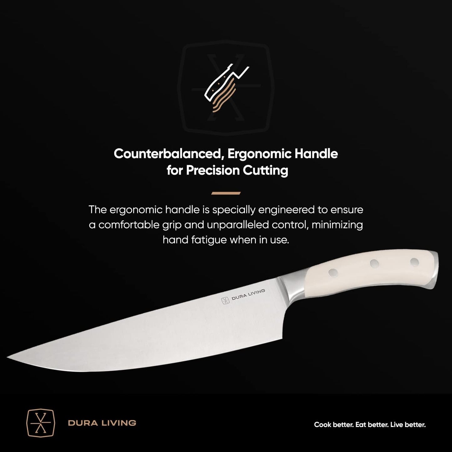 2-Piece Professional Kitchen Knife Set, Ultra Sharp High Carbon German Stainless Steel, Cream