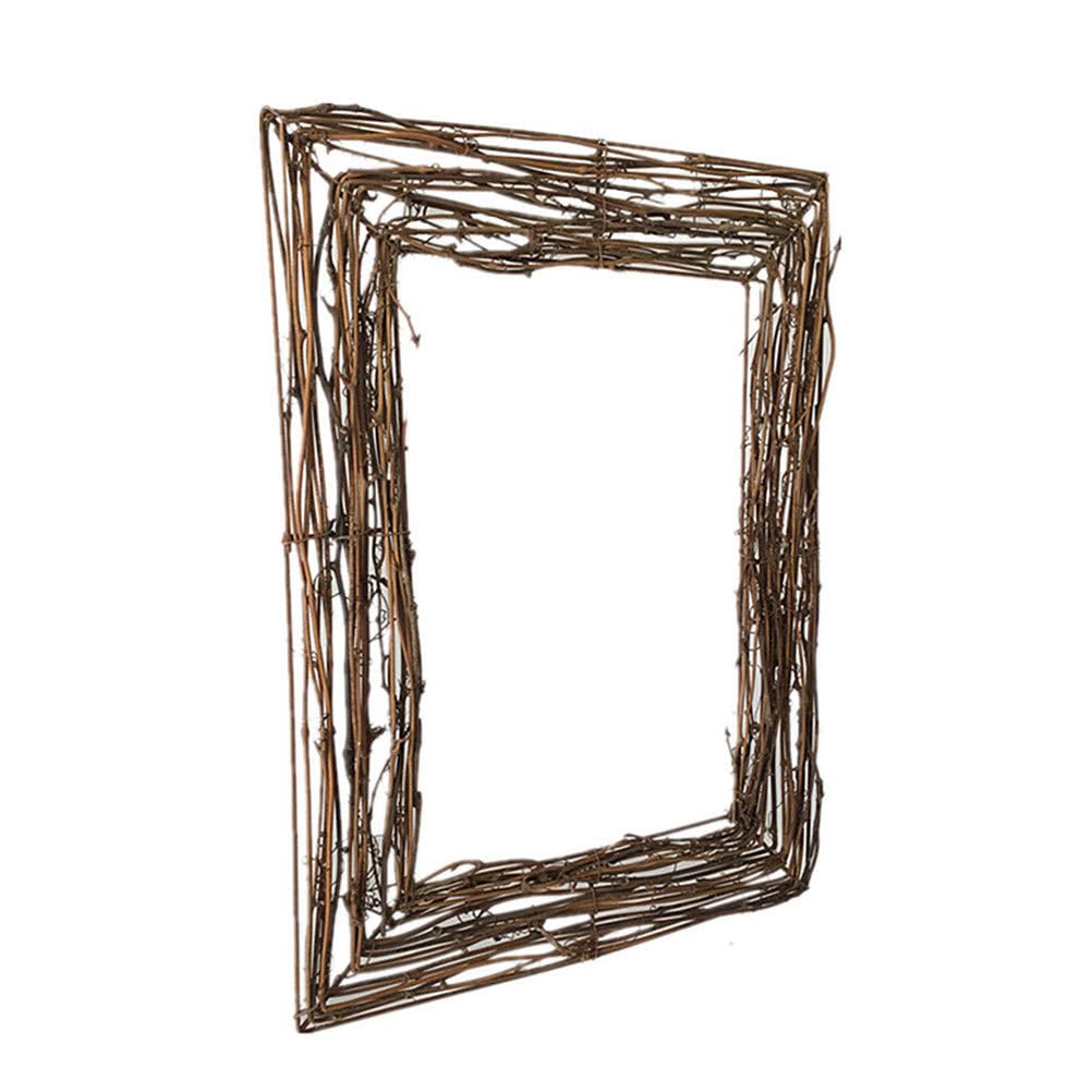 PRETYZOOM Natural Rattan Twig Wreath Base 17.3 Inch Oval Grapevine Frame for DIY Floral Crafts Seasonal Home Decor Accents