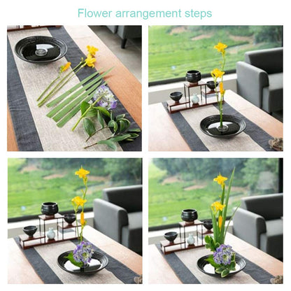 WANDIC Flower Arrangement Kit, Set of 51, Round Flower Holders, Ceramic Flower Pot, Kenzan Needle Cleaning Pin & Rake, Floral Stems and Floral Tape for Flower Arranging Art